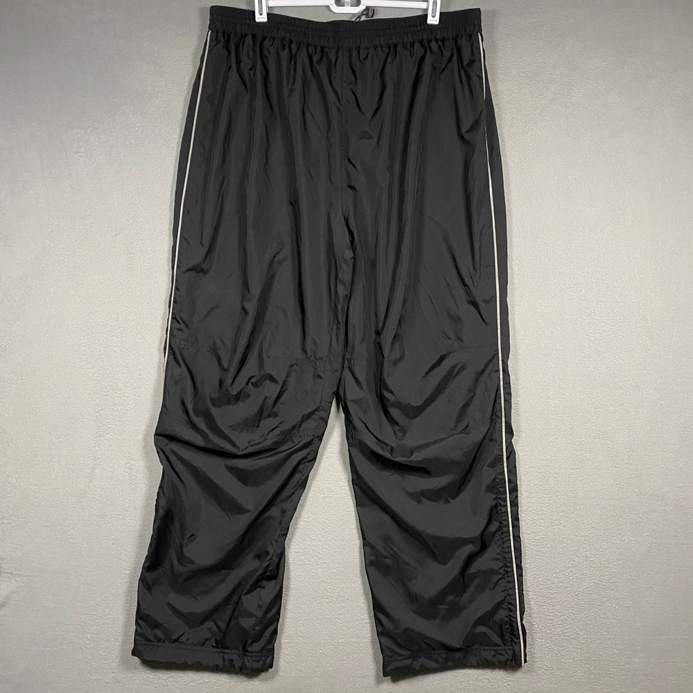 LL Bean Track Pants Mens XL Black Mesh Lined Ankle Zip Reflective Hiking